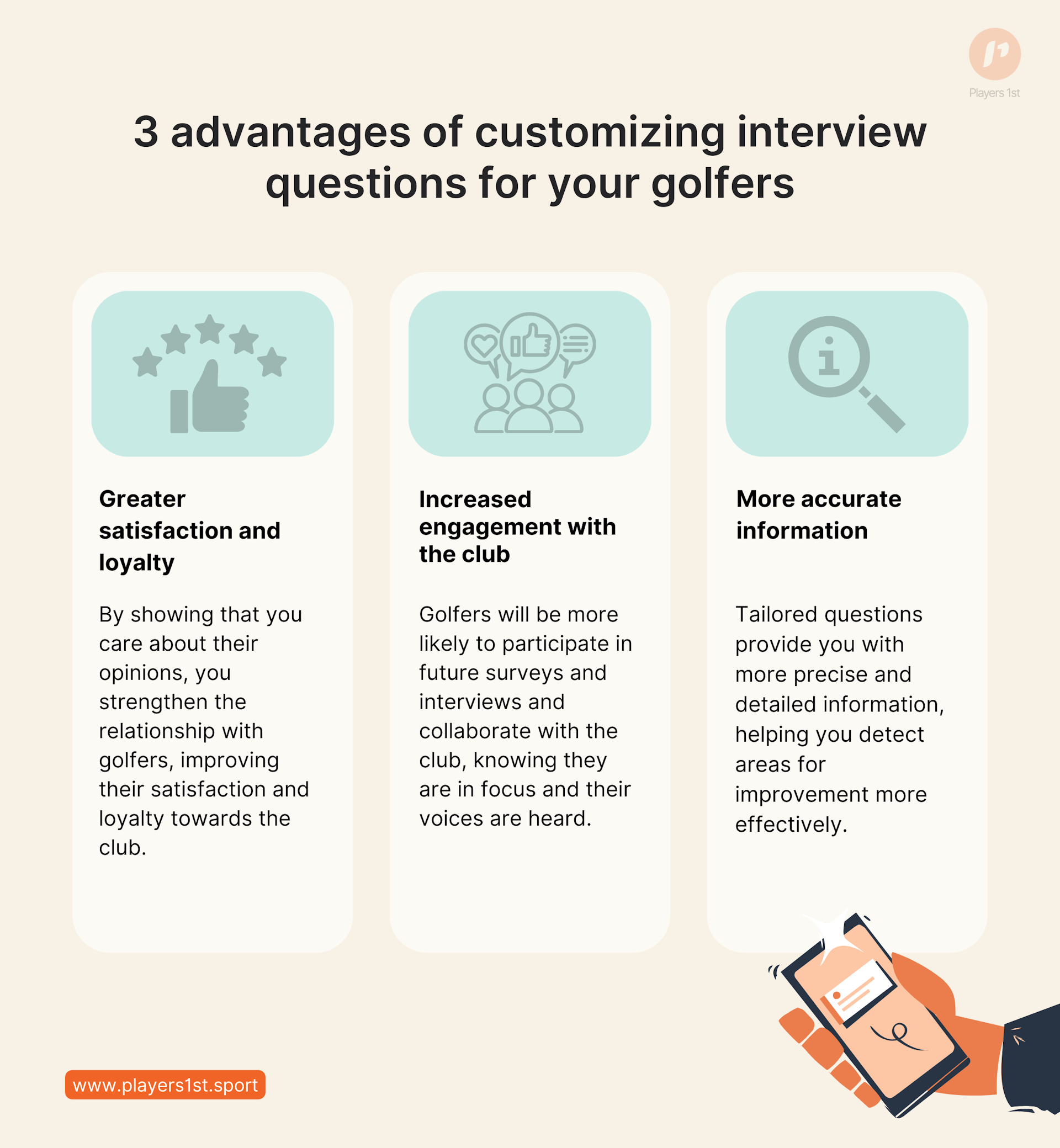 Figure 1: 3 advantages of customizing interview questions for your golfers