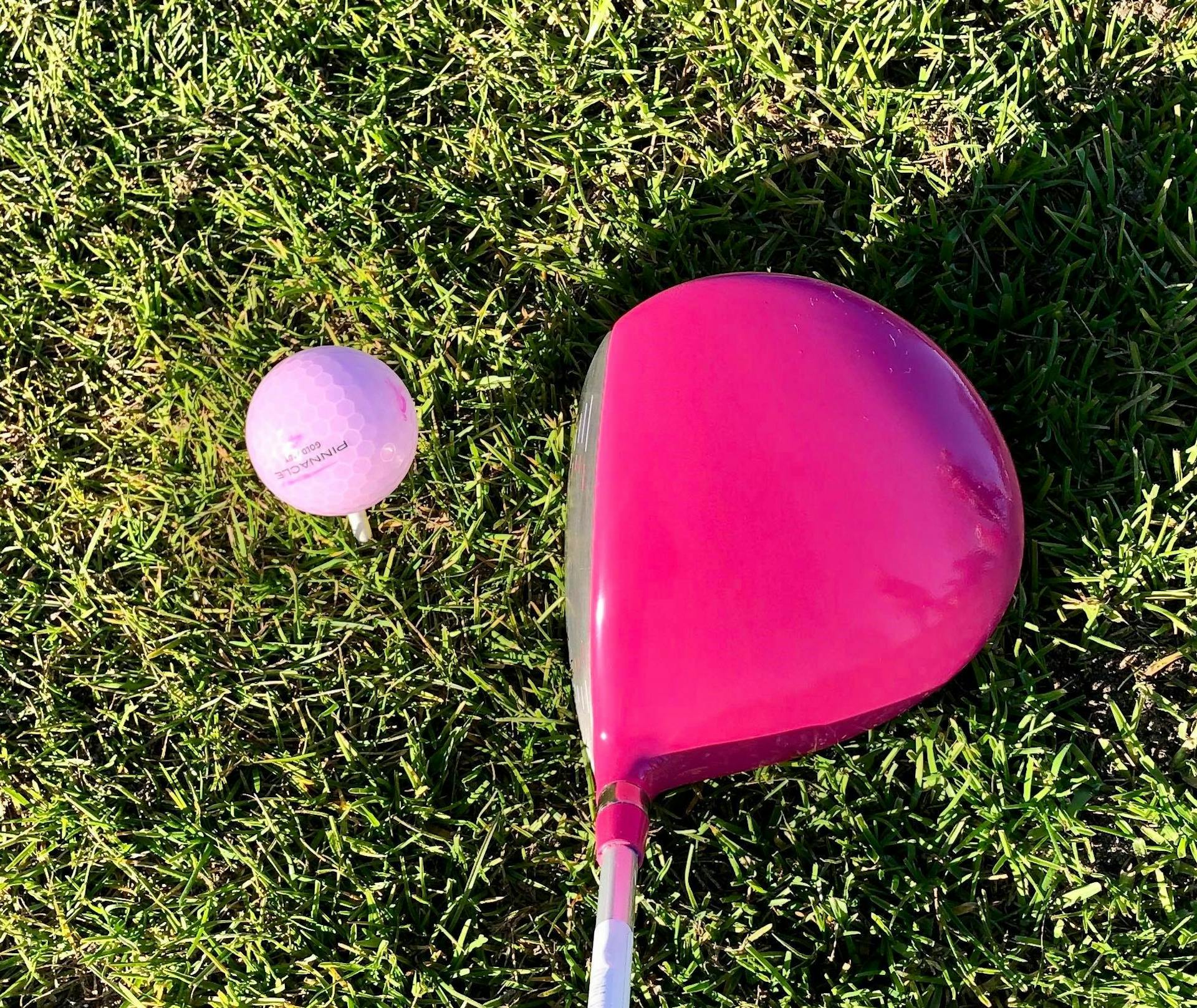 Pink golf equipment available for the Golf and Women program. Photo: DGU.