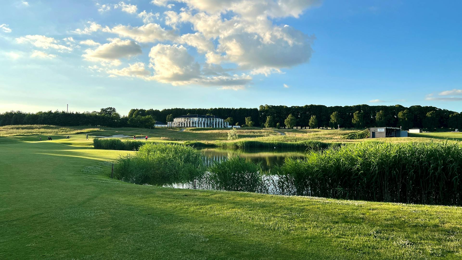 The course is drained using a catch basin, which collects rainwater in the surrounding three lakes, with the water then being reused to irrigate both the greens and tees. Source: Stensballegaard Golf Club